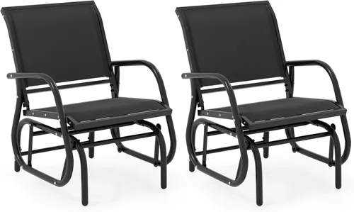 Miniatura 16 de Giantex Silla columpio con marco de metal de estudio, cómoda silla de patio para jardín, porche, patio trasero, piscina, mecedora al aire libre