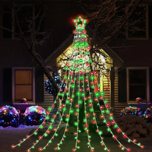 Miniatura 7 de Decoración al aire libre para Navidad (nueva), 320 luces LED colgantes centelleantes en forma de hadas para decoración de árbol al aire libre