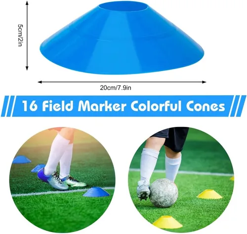 Miniatura 3 de Juego de entrenamiento de velocidad y agilidad para fútbol - Escalera de agilidad de 20 pies, 12/16 conos deportivos y entrenador de patada de Azul