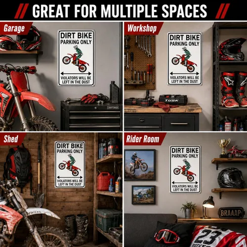 Miniatura 3 de Smilelife Accesorios para Moto de Tierra para Niños Regalos de Motocross Graciosos Letrero Vintage de Estaño para Parqueo Solo de Motos Sucias