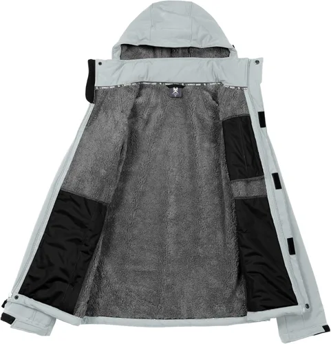 Miniatura 4 de Little Donkey Andy - Chaqueta de invierno para hombre, forro de sherpa cálido, softshell, cortavientos, para montaña, esquí, nieve, con capucha
