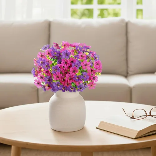 Miniatura 8 de Lifewit Flores artificiales para interiores y exteriores, 12 paquetes de flores falsas de plástico con hojas de eucalipto para decoración del jardín