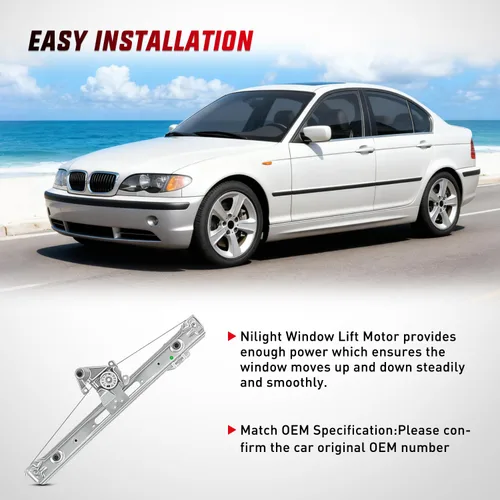 Miniatura 6 de Nilight 740-480 Regulador de Ventanilla Trasera del Lado del Conductor, Compatible con BMW E46 323i 328i 325i 325xi 330i 330xi 1999–2005