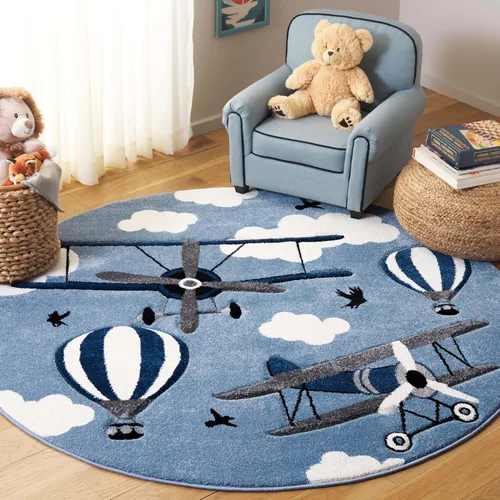 Miniatura 11 de SAFAVIEH Carousel Kids Collection - Alfombra decorativa de 2 pies 3 pulgadas x 4 pies, gris claro y rojo, no desprende pelusa y de fácil cuidado