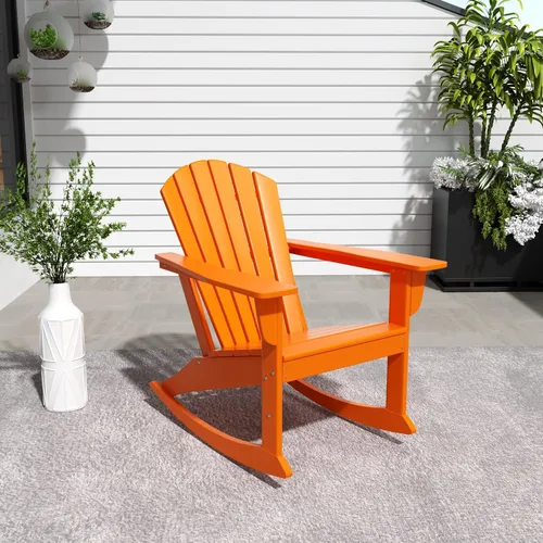 Miniatura 8 de WestinTrends Dylan - Silla mecedora Adirondack de plástico de polietileno para exteriores, color negro