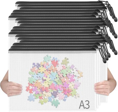 Miniatura 17 de SUNEE Bolsa de malla de plástico con cremallera de 11 x 16 pulgadas (9 colores, 18 paquetes), bolsa extra grande resistente al agua con cremallera