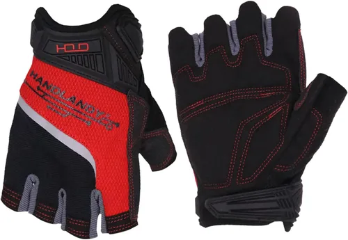 Miniatura 10 de HANDLANDY Guantes tácticos de impacto sin dedos para hombre, guantes de trabajo con agarre acolchado de medio dedo, guantes de conductor de Verde