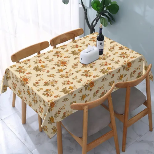 Miniatura 22 de Cafl Mantel retro con diseño de girasol de los años 70, sin arrugas, para picnic, cocina, vacaciones, comedor, rectangular, poliéster lavable