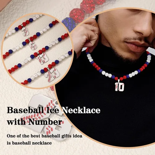 Miniatura 2 de Btysun Collares de béisbol de béisbol número 0-99 dijes de acero inoxidable para hombres, regalos de béisbol, papá, marido, regalo de Navidad