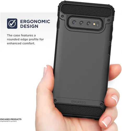 Miniatura 3 de ENCASED Funda protectora para Galaxy S10 Plus [doble capa] Protección contra caídas a prueba de golpes - Negro (para Samsung S10+)