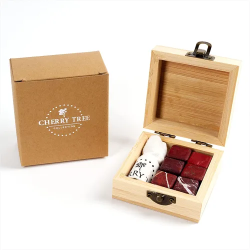 Miniatura 6 de Cherry Tree Collection El Piedras de whisky Piedras de infusión de agua de cristal Piedras preciosas naturales Juego de 6 Ágata de Botswana