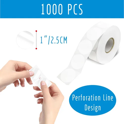 Miniatura 3 de 1000 calcomanías redondas transparentes, transparentes, autoadhesivas, paquete con línea de perforación para sobres, cajas y embalaje de regalo