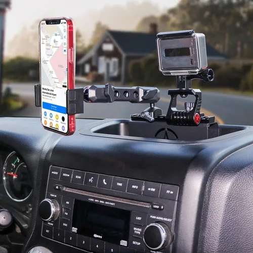 Miniatura 7 de JK Dash Soporte de teléfono para Jeep Wrangler JK JKU Unlimited 2012-2018, accesorios interiores deslizantes, soporte para cámara de acción GoPro