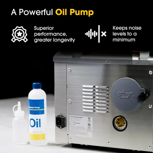Miniatura 6 de Sellador al vacío de cámara de 10 pulgadas con bomba de aceite, resistente, ideal para alimentos húmedos, líquidos, polvos y Sous Vide, funciona