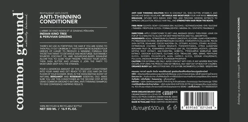 Miniatura 9 de Common Ground Acondicionador natural antiadelgazamiento, libre de sulfatos, parabenos y crueldad, vegano, a base de plantas, aroma de bergamota