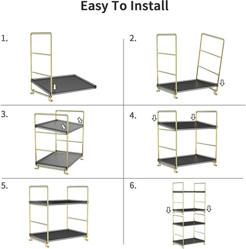 Miniatura 7 de Estante de especias de cocina de 2 niveles, estante organizador apilable independiente, organizador de baño y cosméticos, estante cuadrado de pie