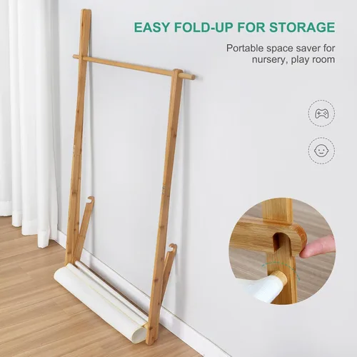 Miniatura 4 de Jotsport Estante plegable de bambú para niños, con almacenamiento Farbico, pequeño armario abierto para sala de juegos, guardería, baby shower
