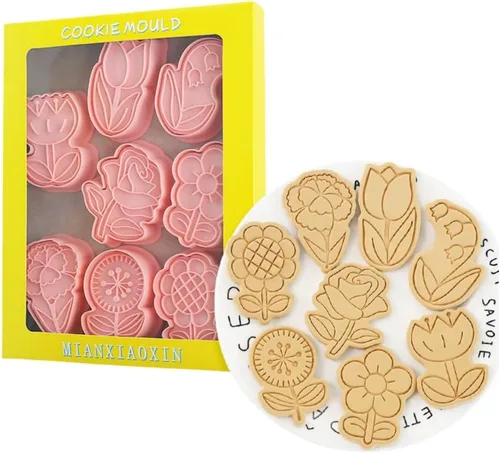 Miniatura 11 de Juego de 8 moldes de galletas de animales lindos con diseño de animales, moldes de galletas de conejo, molde para galletas de oso, herramientas