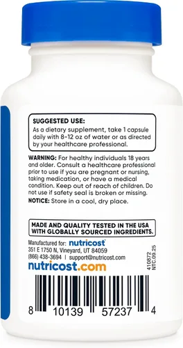 Miniatura 4 de Nutricost Cápsulas de dihidroberberina (100 mg, 60 cápsulas) - Metabolito más biodisponible de berberina