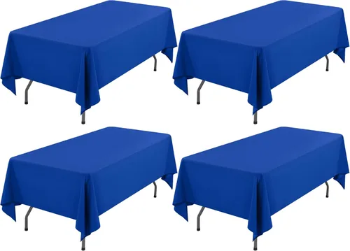 Miniatura 28 de Showgeous Paquete de 4 manteles rectangulares de poliéster de 60 x 102 pulgadas, resistentes a las arrugas, lavables, para bodas, mesas de comedor