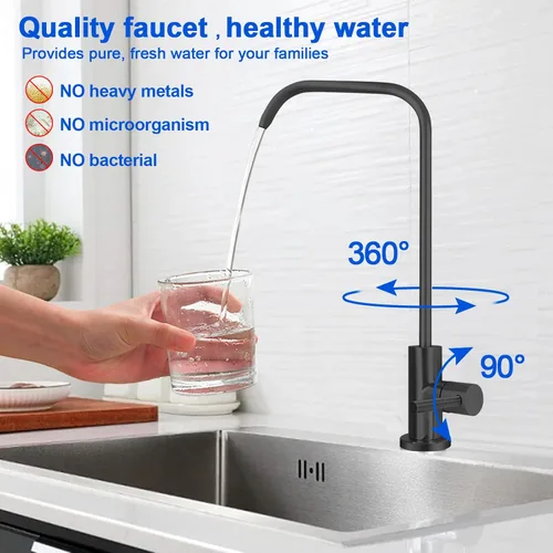 Miniatura 4 de Grifo de agua potable – Grifo de agua filtrado de vástago de rosca larga para encimera gruesa, grifo de ósmosis inversa sin plomo con manguera