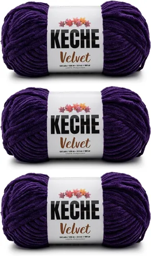 Miniatura 12 de Keche Hilo de terciopelo para ganchillo, manta de felpilla suave, voluminosa, hilo amigurumi, 3.53 oz (132 yardas), color azul bebé