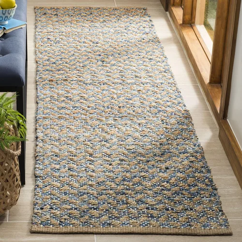 Miniatura 7 de SAFAVIEH Alfombra de área de 8 x 10 pies – Colección Cape Cod – Grande – Rojo y natural, yute trenzado hecho a mano, ideal para sala de estar