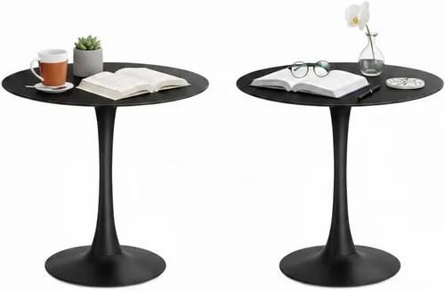 Miniatura 10 de Mesa de comedor redonda negra de 32 pulgadas, mesa de comedor circular moderna de mediados de siglo con base de pedestal para 2 a 4 personas