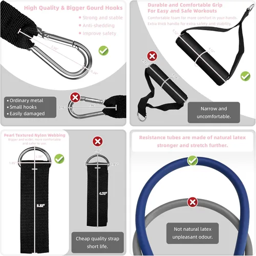 Miniatura 3 de Aihoye Bandas de resistencia para entrenamiento, bandas de ejercicio con asas, bandas elásticas para ejercicio, bandas de entrenamiento con anclajes