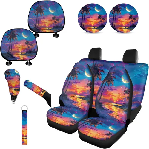 Miniatura 39 de Forchrinse Bee - Juego de fundas para asiento delantero y trasero con funda para palanca de cambios de freno de mano, funda para reposacabezas