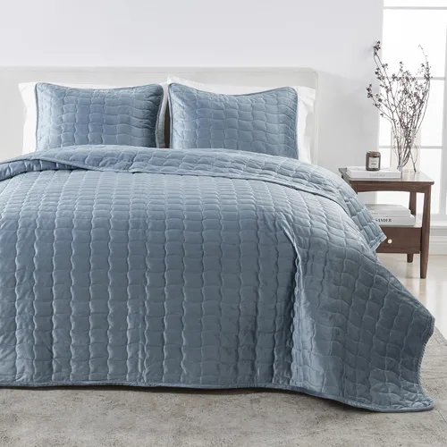Miniatura 27 de Great Bay Home Full/Queen Quilt Set - 3-Piece Seersucker Box-Stitched Bedding Set - Soft, Lightweight, All-Season Bedspread (White)