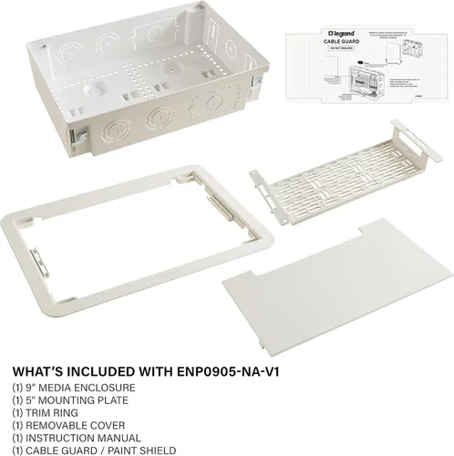 Miniatura 9 de Legrand - OnQ ENP0905NAV1 – manejo de cableado, caja de multimedia de pared, recinto de cableado estructurado de doble propósito con soporte