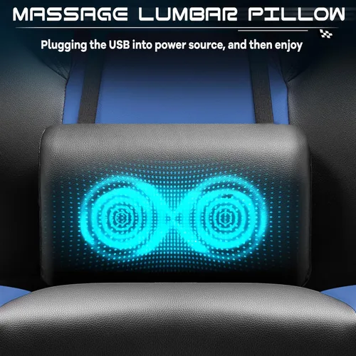 Miniatura 8 de Silla de videojuegos para adultos, silla de juegos con reposapiés, silla de computadora grande y alta con soporte lumbar de masaje, capacidad