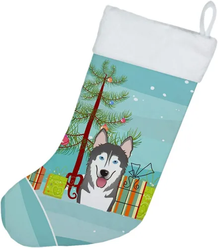 Miniatura 2 de Caroline's Treasures BB1590CS Árbol de Navidad y Alaskan Malamute Calcetines de Navidad para colgar en la chimenea, decoración de fiesta de Navidad