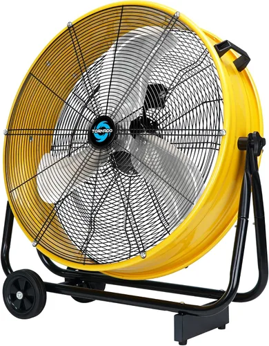 Tornado - Ventilador de tambor metálico de 24" de alta velocidad, 7700 CFM, 3 velocidades, resistente para uso industrial y comercial, motor de 1/3