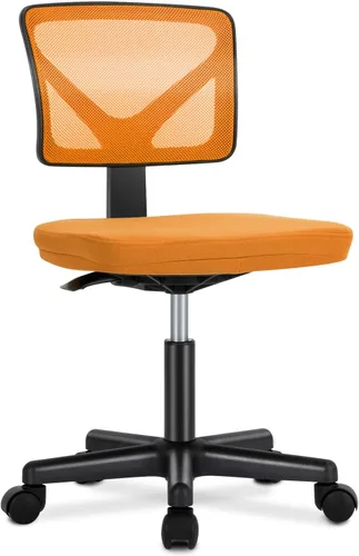 Miniatura 11 de DUMOS Sillas de oficina pequeñas con ruedas, ergonómicas ajustables para escritorio doméstico, silla giratoria rodante de trabajo sin brazos, Gris