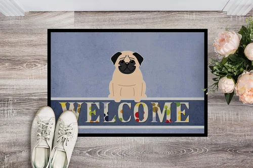 Miniatura 2 de Caroline's Treasures BB5589MAT - Tapete de bienvenida de pug Fawn de 18 x 27 pulgadas, tapete para puerta delantera, interior y exterior