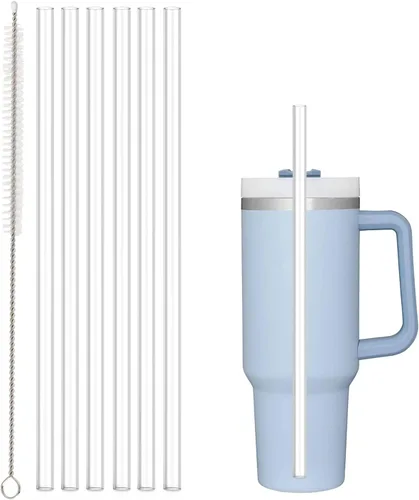 Popote de repuesto compatible con vaso tumbler Stanley de 40 onzas y 30 onzas, paquete de 6 popotes reutilizables con cepillo de limpieza, plástico,