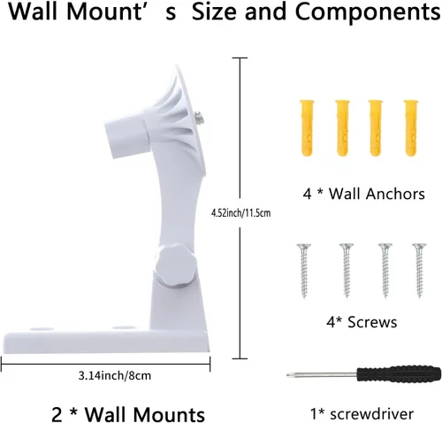 Miniatura 8 de Soporte de pared para cámara compatible con Blink Mini Pan-Tilt Camera, WYZE Cam Pan V3/Pan V4, WYZE Duo Cam, soporte de cámara ajustable de 180°