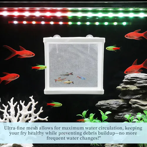 Miniatura 9 de MY MIRONEY Caja de malla para incubadora de peces de 6.3 x 5.63 x 6.22 pulgadas, caja de criador de acuarios, malla de nailon blanco, red