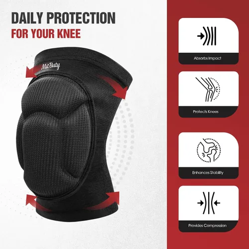 Miniatura 4 de Rodilleras protectoras para hombres, mujeres y niños – 1 par de almohadillas acolchadas de espuma gruesa para voleibol, danza, jardinería, lucha