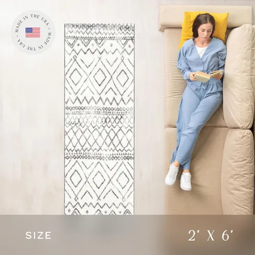 Miniatura 3 de Alfombra de arce con diseño abstracto de diamante, estilo envejecido, alfombra grande [fabricada en Estados Unidos] para salón, dormitorio
