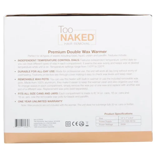 Miniatura 6 de TOO NAKED HAIR REMOVAL Calentador de cera doble de alta calidad, calentador de cera de parafina para depilación doble con controles de temperatura