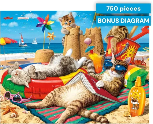 Miniatura 7 de Buffalo Games Steve Read Beachcombers - Rompecabezas de 750 piezas, 24 x 18 pulgadas, colección Cats - Rompecabezas de 750 piezas para adultos