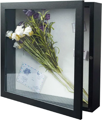 Muzilife Marco de Fotos Tipo Caja de Sombra de 11 x 11 pulgadas - Vitrina de Madera y Vidrio con Profundidad Interior de 2.16", Lista para Colgar,
