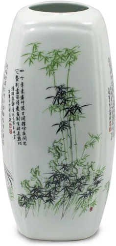 Miniatura 13 de Dahlia Famille - Florero de rosa, hecho a mano, porcelana china, pájaros en peonía, forma de botella china de 8.5 pulgadas