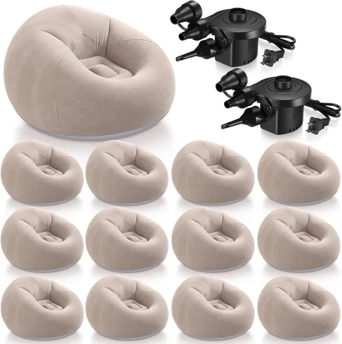 Miniatura 9 de Realspring 6, 9, 12 piezas de puf inflables para adultos con bomba de aire eléctrica, sofá plegable portátil inflable para acampar nocturno de cine