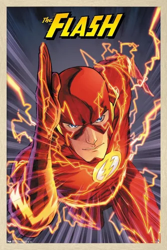 Miniatura 7 de Trends International DC Comics The Flash - Póster de pared de velocidad, 22.4 pulgadas de largo x 14.7 pulgadas, versión enmarcada de madera