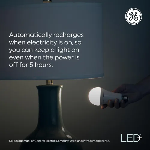 Miniatura 5 de GE Focos LED con batería de respaldo, focos LED recargables A21 para cortes de energía y emergencias, linterna, 3 temperaturas