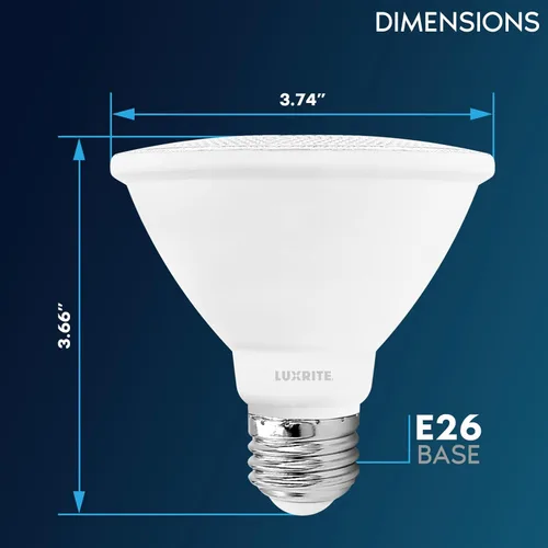 Miniatura 3 de LUXRITE PAR30 Bombilla LED de Cuello Corto de Luz de Inundación, Equivalente a 75W, Blanco Cálido 2700K, 900 Lúmenes, 11W, Bombilla Reflectora LED